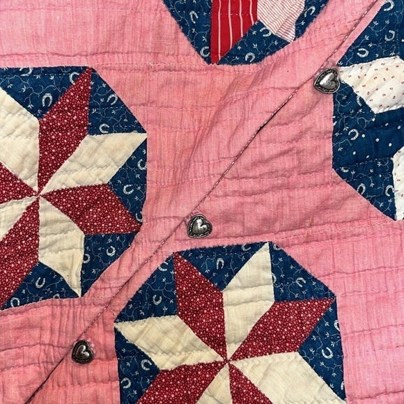 Handmade vintage sweater quilted front folksy boho hippie artsy patchwork M/L - Picture 10 of 14